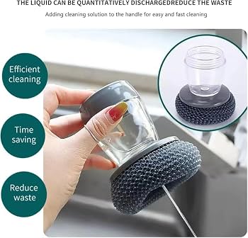 Kitchen Soap Dispensing Palm Brush – Make Dishwashing Faster, Easier & Cleaner!