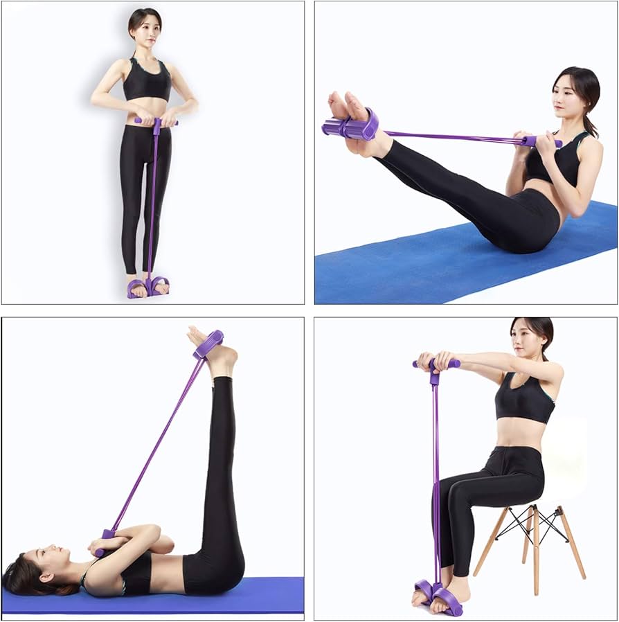 Foot Pedal Resistance Band Tummy Trimmer – Full Body Home Workout Elastic Pull Rope Fitness Trainer