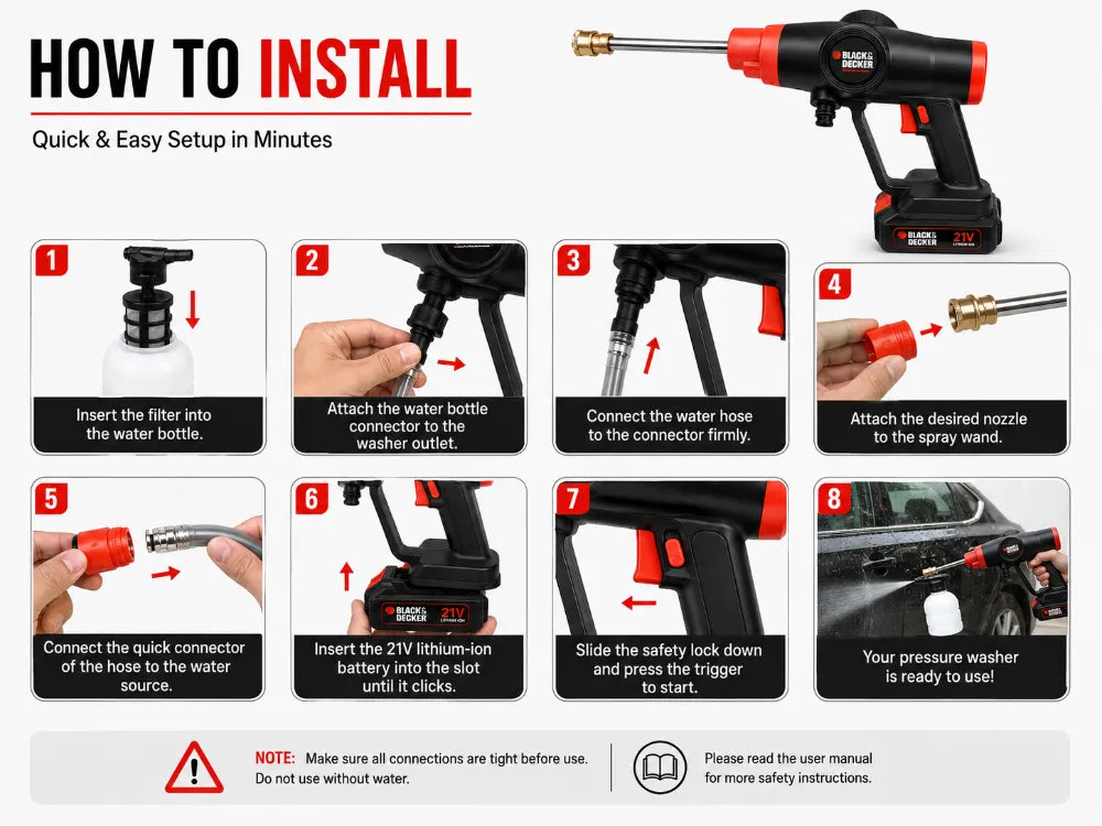 Black & Decker Imported Cordless High Pressure Washer 21V