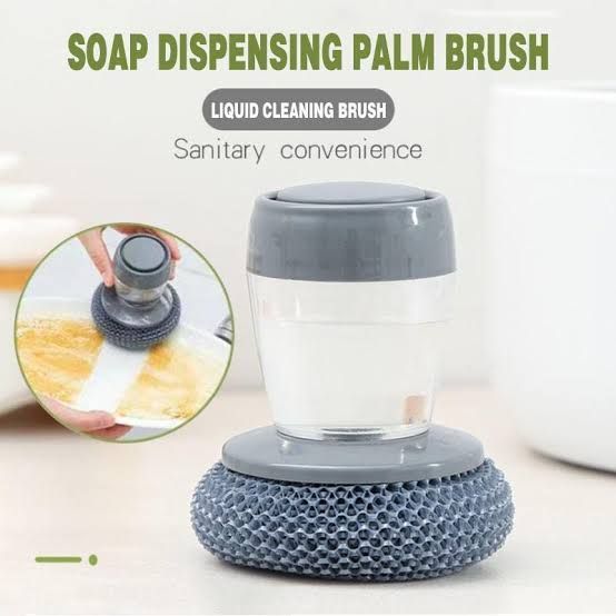 Kitchen Soap Dispensing Palm Brush – Make Dishwashing Faster, Easier & Cleaner!