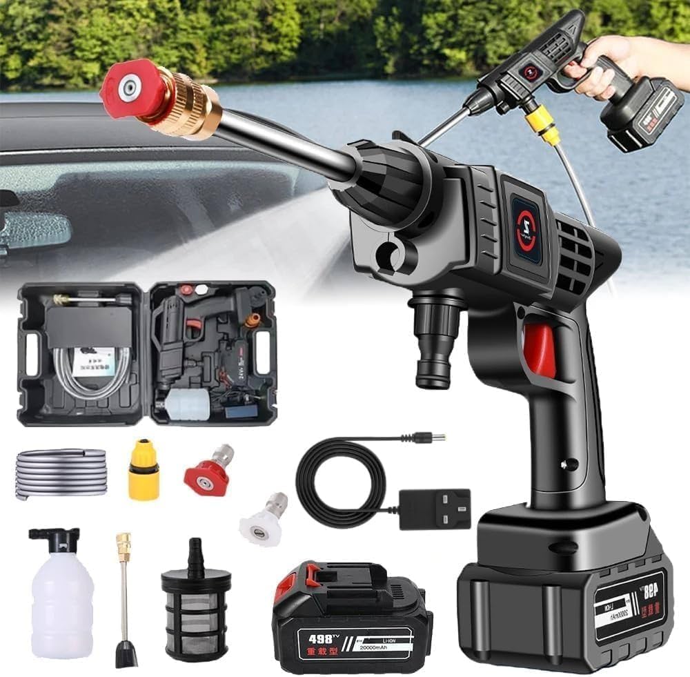 Automatic Cordless Car Wash Spray Gun 48V – Wireless High Pressure Foam Jet Washer