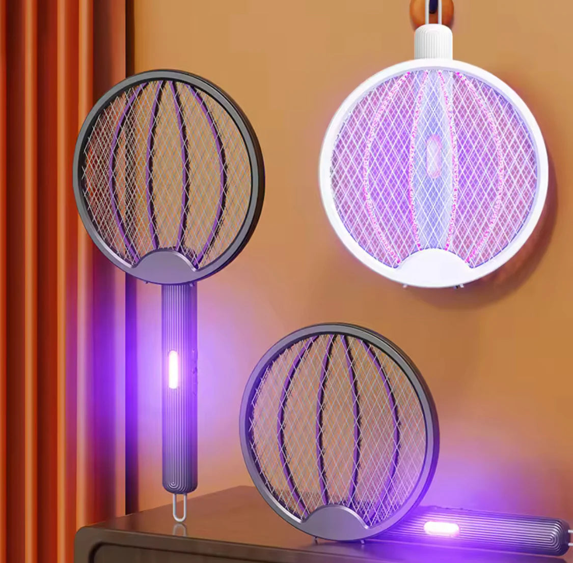 Foldable Electric Mosquito Killer Racket – Rechargeable Bug Zapper Trap for Indoor & Outdoor Use (Random Color)