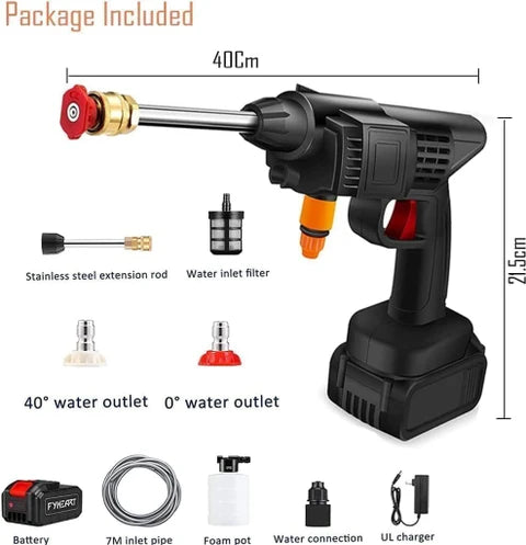 Automatic Cordless Car Wash Spray Gun 48V – Wireless High Pressure Foam Jet Washer
