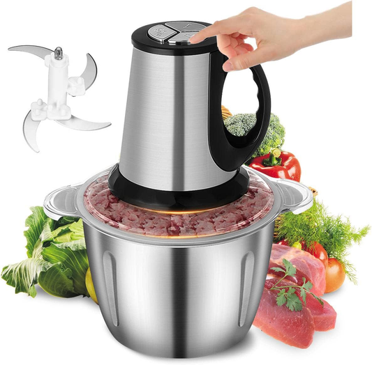 Falari 3L Electric Meat Grinder, Stainless Steel Electric Chopper for Household Use, Automatic Food Processor With 3 Speed for Meat, Vegetables, Fruit and Nuts, Detachable and Washable