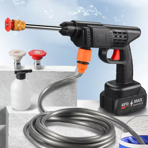 Automatic Cordless Car Wash Spray Gun 48V – Wireless High Pressure Foam Jet Washer