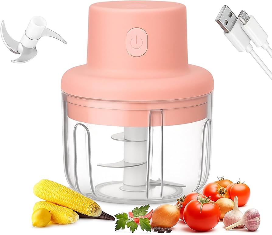 Mini Electric Garlic Grinder 250ml – USB Rechargeable Portable Food Chopper | Powerful One-Touch Kitchen Helper