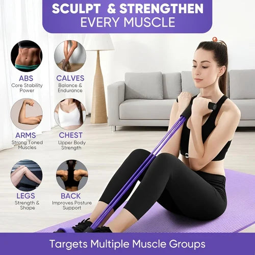 Foot Pedal Resistance Band Tummy Trimmer – Full Body Home Workout Elastic Pull Rope Fitness Trainer