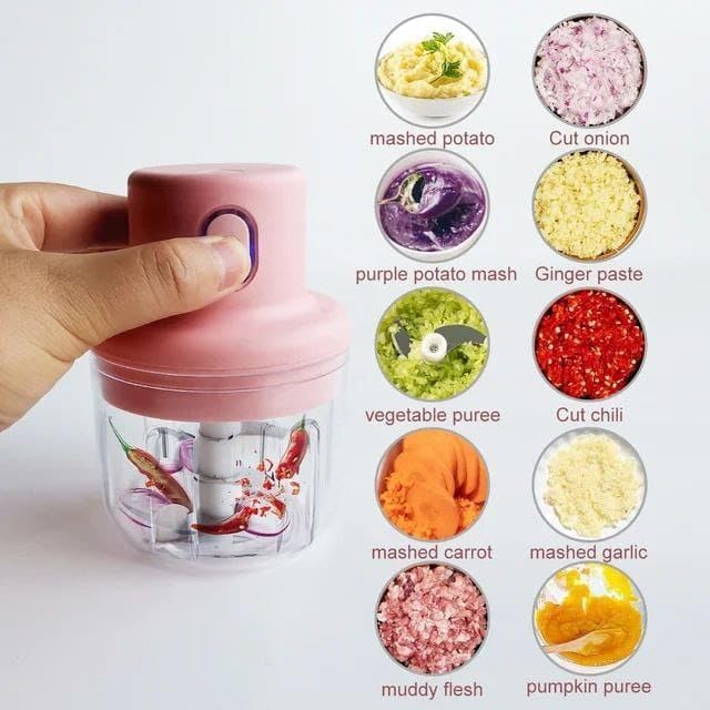 Mini Electric Garlic Grinder 250ml – USB Rechargeable Portable Food Chopper | Powerful One-Touch Kitchen Helper