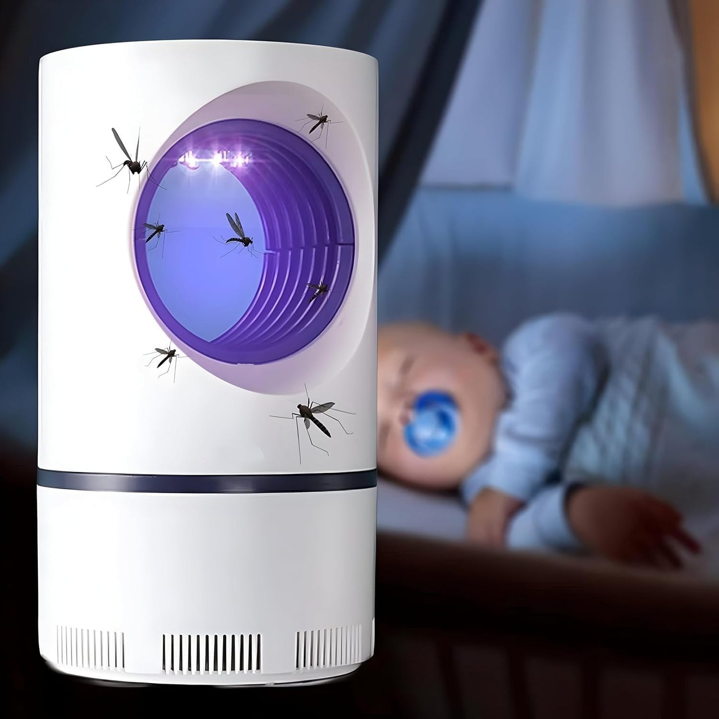 Electric Mosquito Trap Blue Light Mosquito Killer Lamp With USB Power Suction Fan No Zapper Child Safe