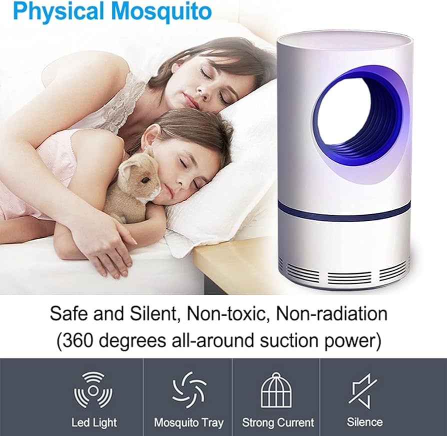 Electric Mosquito Trap Blue Light Mosquito Killer Lamp With USB Power Suction Fan No Zapper Child Safe