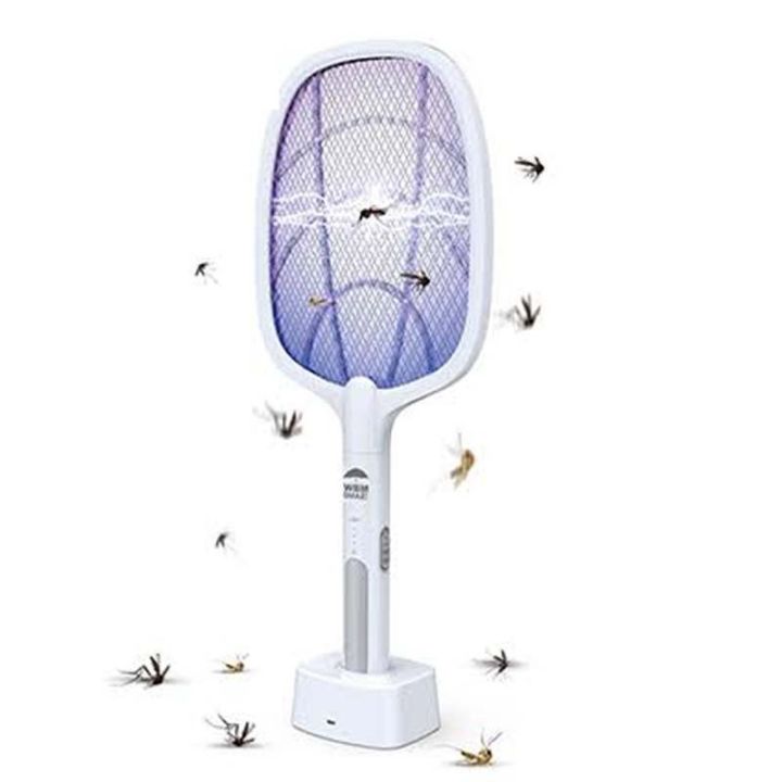 2-in-1 UV Light Mosquito Racket Bat with Base Stand – USB Rechargeable Electric Mosquito Killer