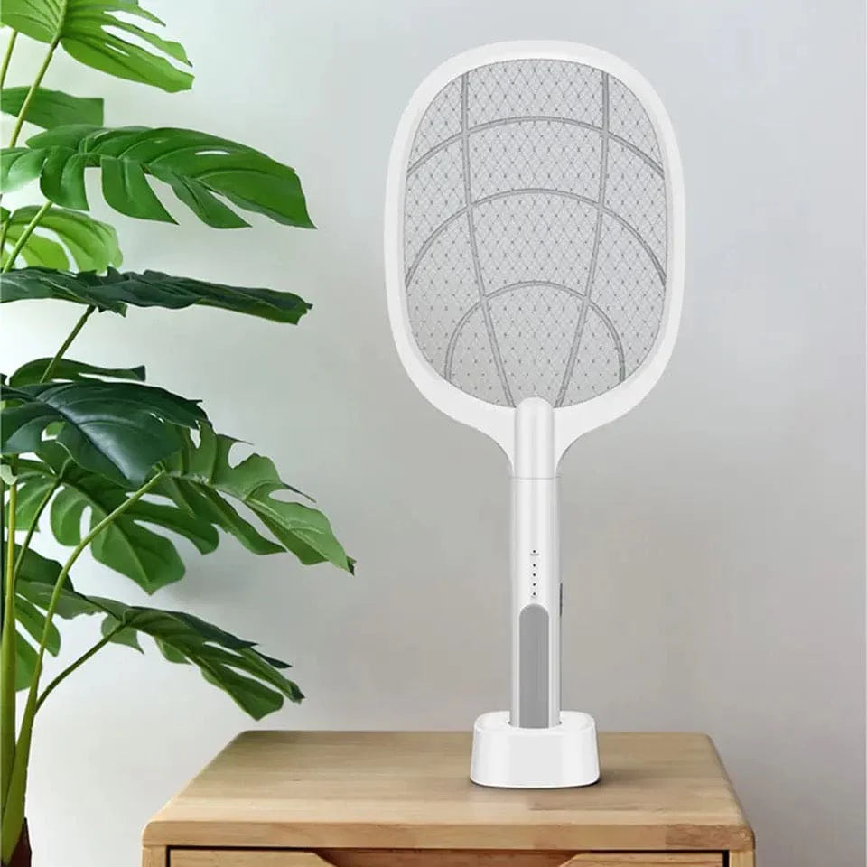 2-in-1 UV Light Mosquito Racket Bat with Base Stand – USB Rechargeable Electric Mosquito Killer