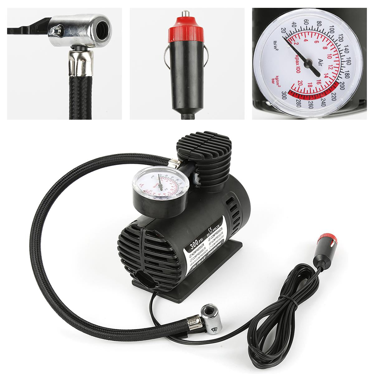 Mini 12V 300PSI Car Air Pump Tyre Compressor – Fast, Powerful & Portable