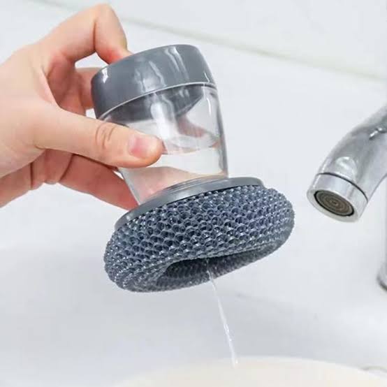 Kitchen Soap Dispensing Palm Brush – Make Dishwashing Faster, Easier & Cleaner!