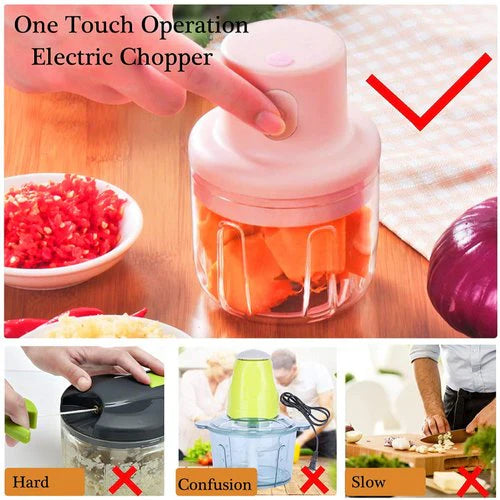 Mini Electric Garlic Grinder 250ml – USB Rechargeable Portable Food Chopper | Powerful One-Touch Kitchen Helper