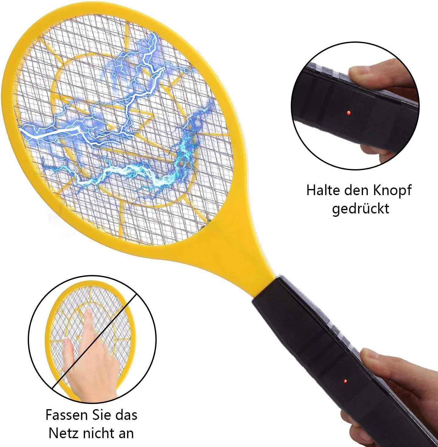Electric Mosquito Killer Racket 2-in-1 with LED Flashlight – Safe, Powerful & Rechargeable (Random Color)