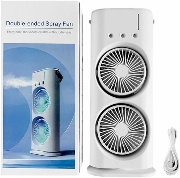 Spray Fan – Double-Ended Spray Water Mist Fan with LED Light & Humidifier
