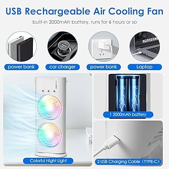 Spray Fan – Double-Ended Spray Water Mist Fan with LED Light & Humidifier