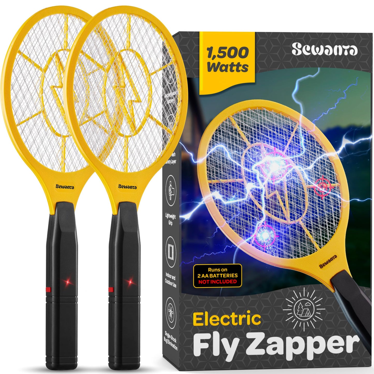 Electric Mosquito Killer Racket 2-in-1 with LED Flashlight – Safe, Powerful & Rechargeable (Random Color)