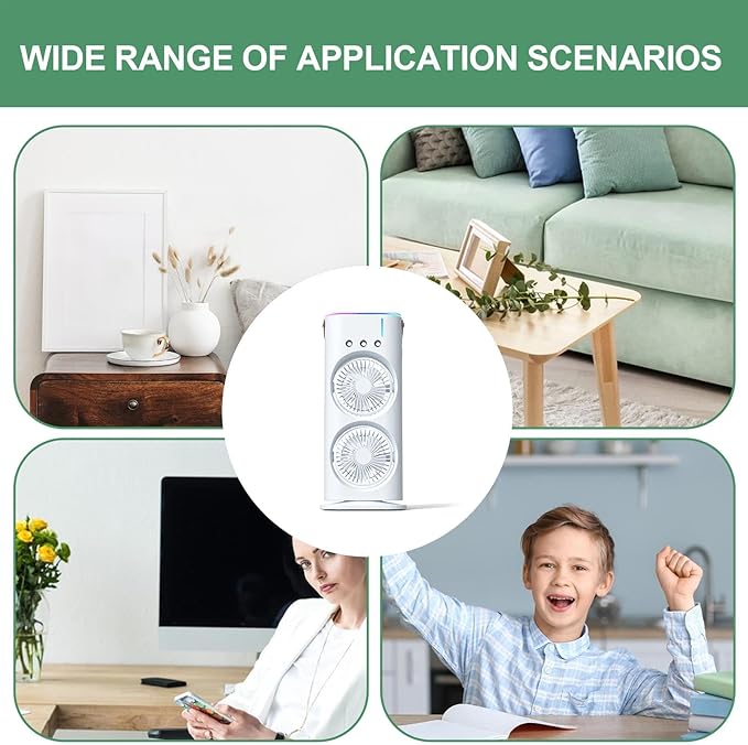 Spray Fan – Double-Ended Spray Water Mist Fan with LED Light & Humidifier