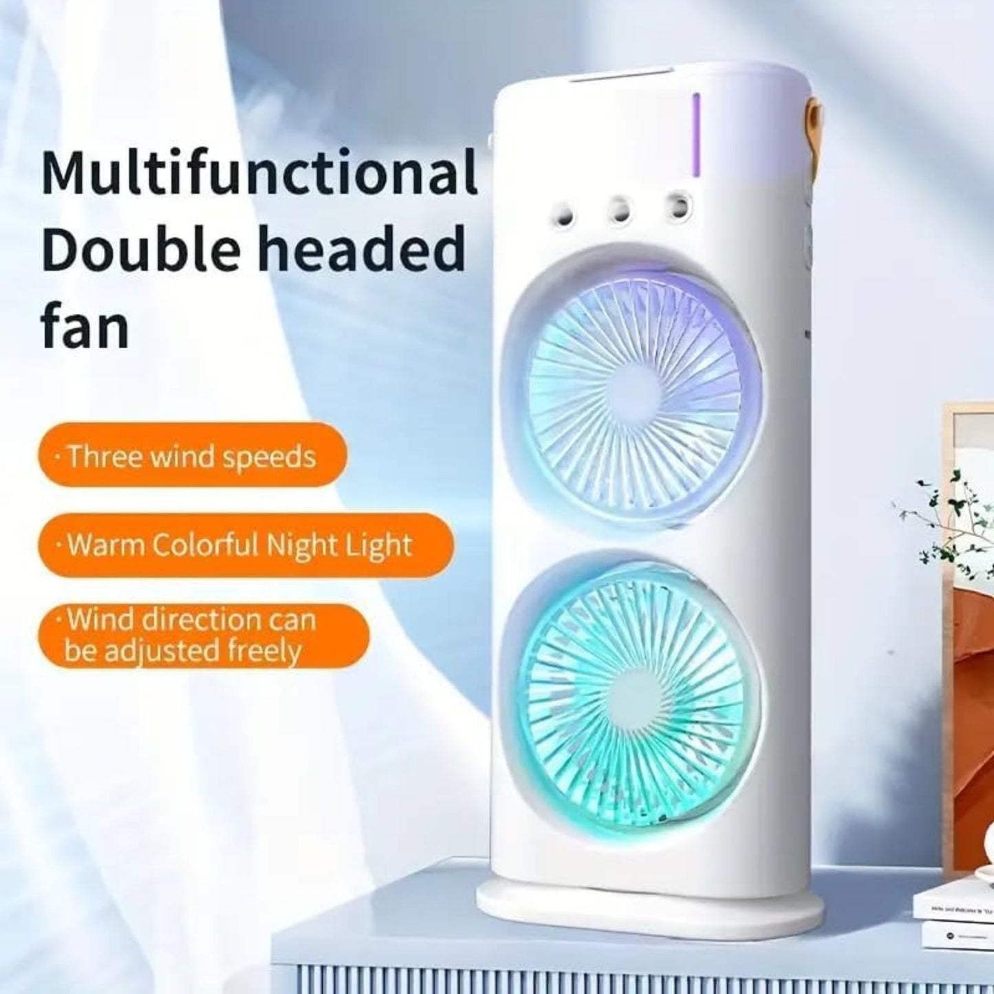 Spray Fan – Double-Ended Spray Water Mist Fan with LED Light & Humidifier